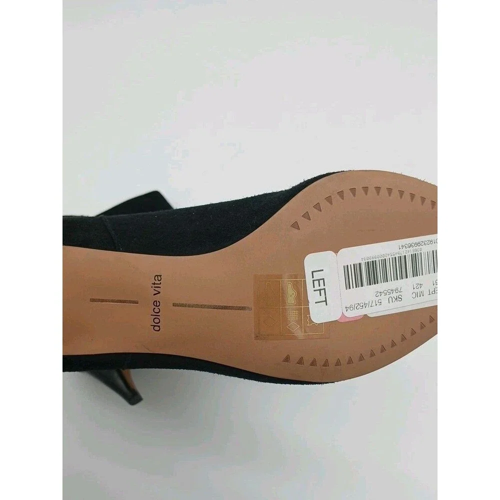 Revolve Dolce Vita Dee Black Suede Leather Pointed Toe Kitten Heel Booties 6M - Picture 4 of 5